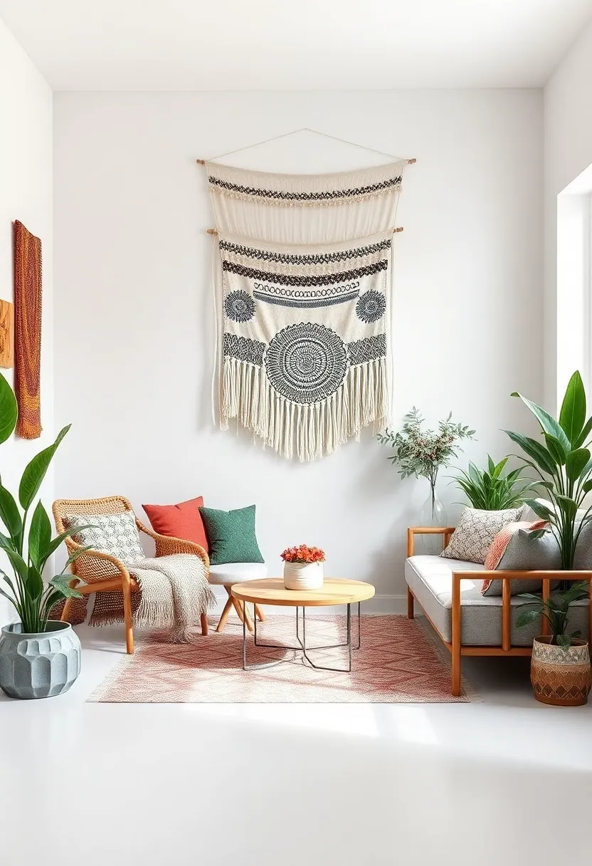 Fabric Wall Hangings: Add texture and softness with fabric wall hangings, offering a boho vibe to your eclectic room