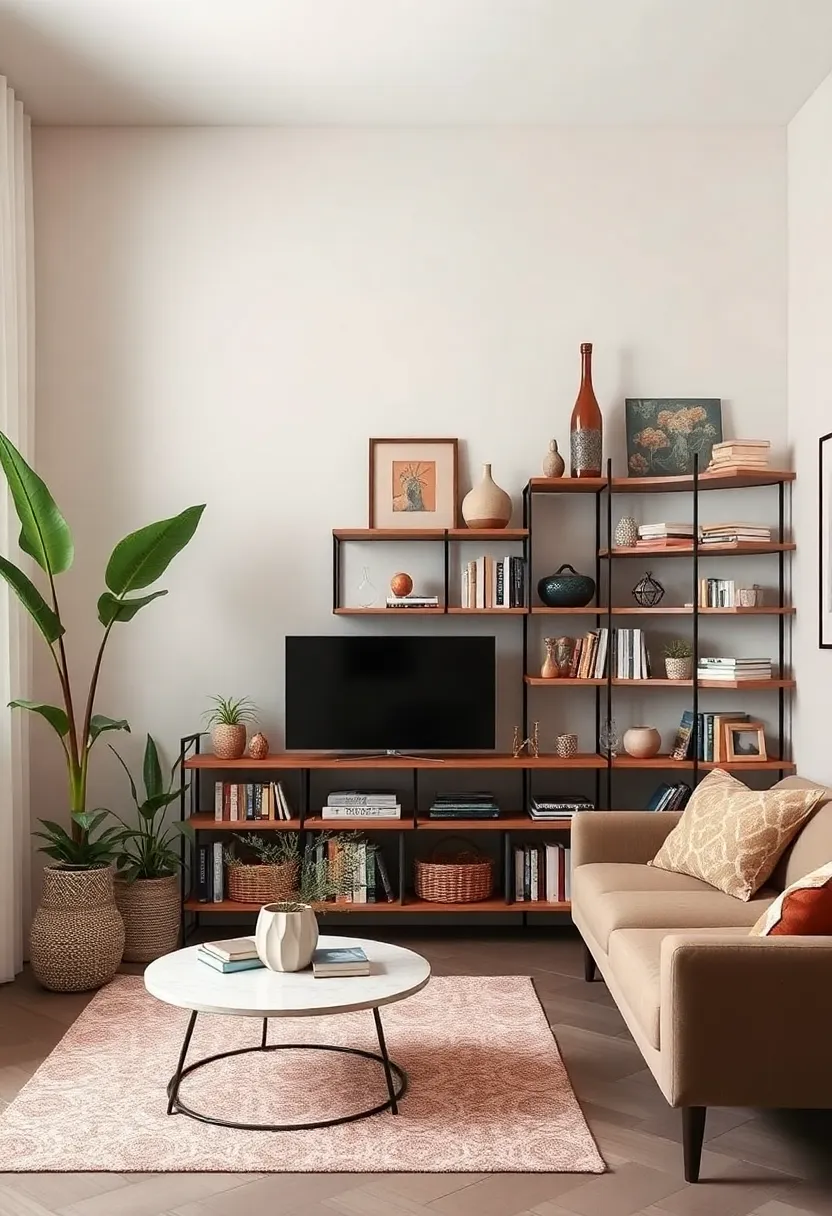 Artistic Shelving: Install artistic shelving that combines art and function, displaying your favorite objects and books