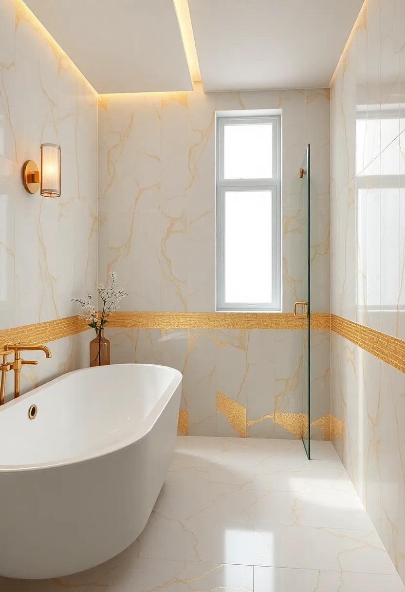 Dazzling Gold Grout: For a dazzling twist,use gold grout in your tile work to reflect light and create a striking visual effect