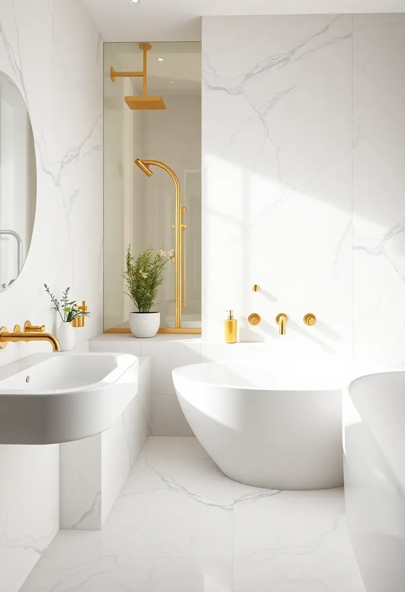 Luxurious Gold Fixtures: Elevate your shower experience with gold fixtures that not only shine but also offer a spa-like elegance