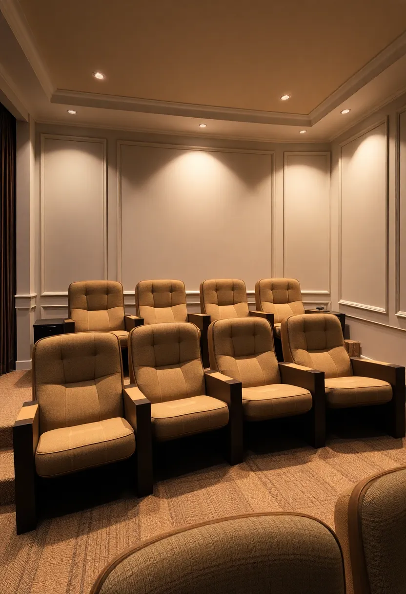 Elegant‍ Fabric Lounge⁤ Chairs: Soft ⁤fabrics in muted tones provide a welcoming feel, allowing you to sink into relaxation as​ you immerse yourself in a ​movie