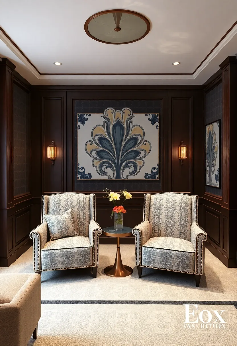 Art Deco Inspired ⁣Armchairs: Embrace vintage glamour​ with Art⁣ Deco-style armchairs, featuring intricate detailing and bold patterns⁢ that serve as‌ eye-catching focal points