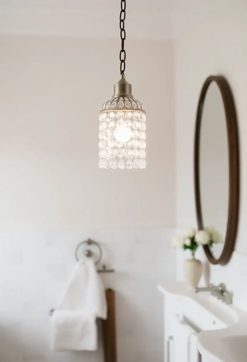 Crystal Elegance: For a touch of elegance, hang a crystal pendant that reflects light beautifully, merging rustic and refined styles effortlessly