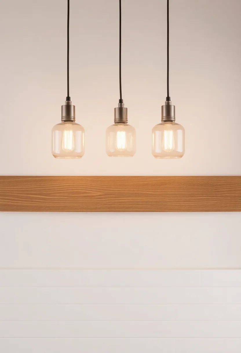 Glass and Wood Combinations: Choose pendant lights that combine glass elements with wooden details, bridging modern and rustic styles seamlessly