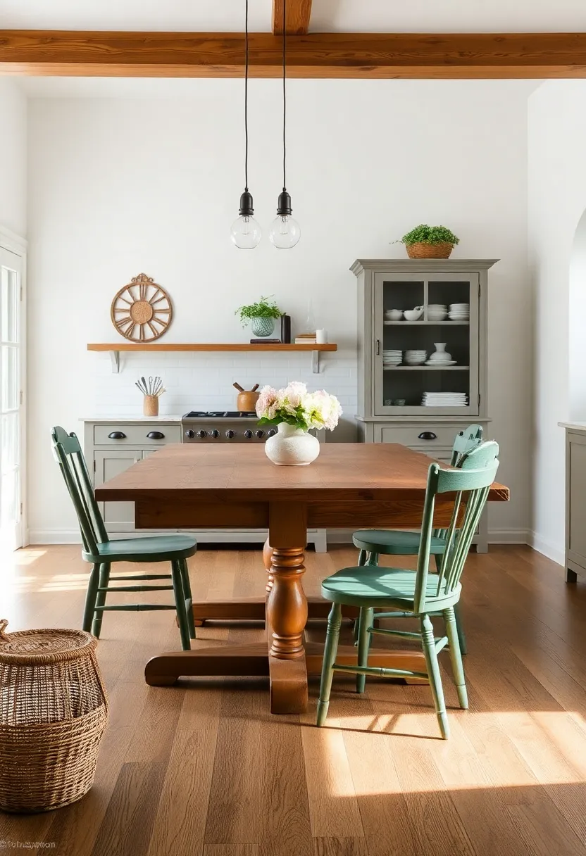 Antique Furniture: seek out vintage farmhouse tables or heirloom pieces that tell a story and enhance your kitchen’s history