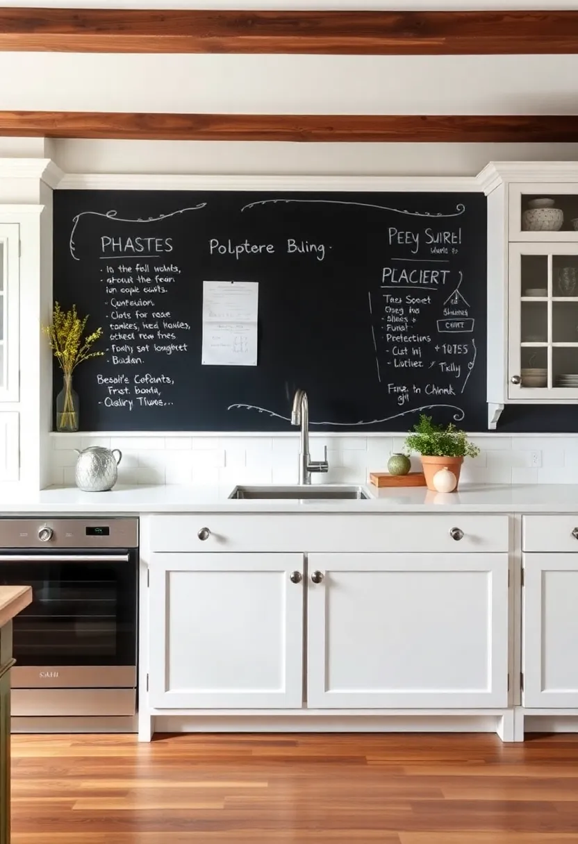 chalkboard for Notes: A painted chalkboard wall blends practicality with charm, perfect for menu planning or messages
