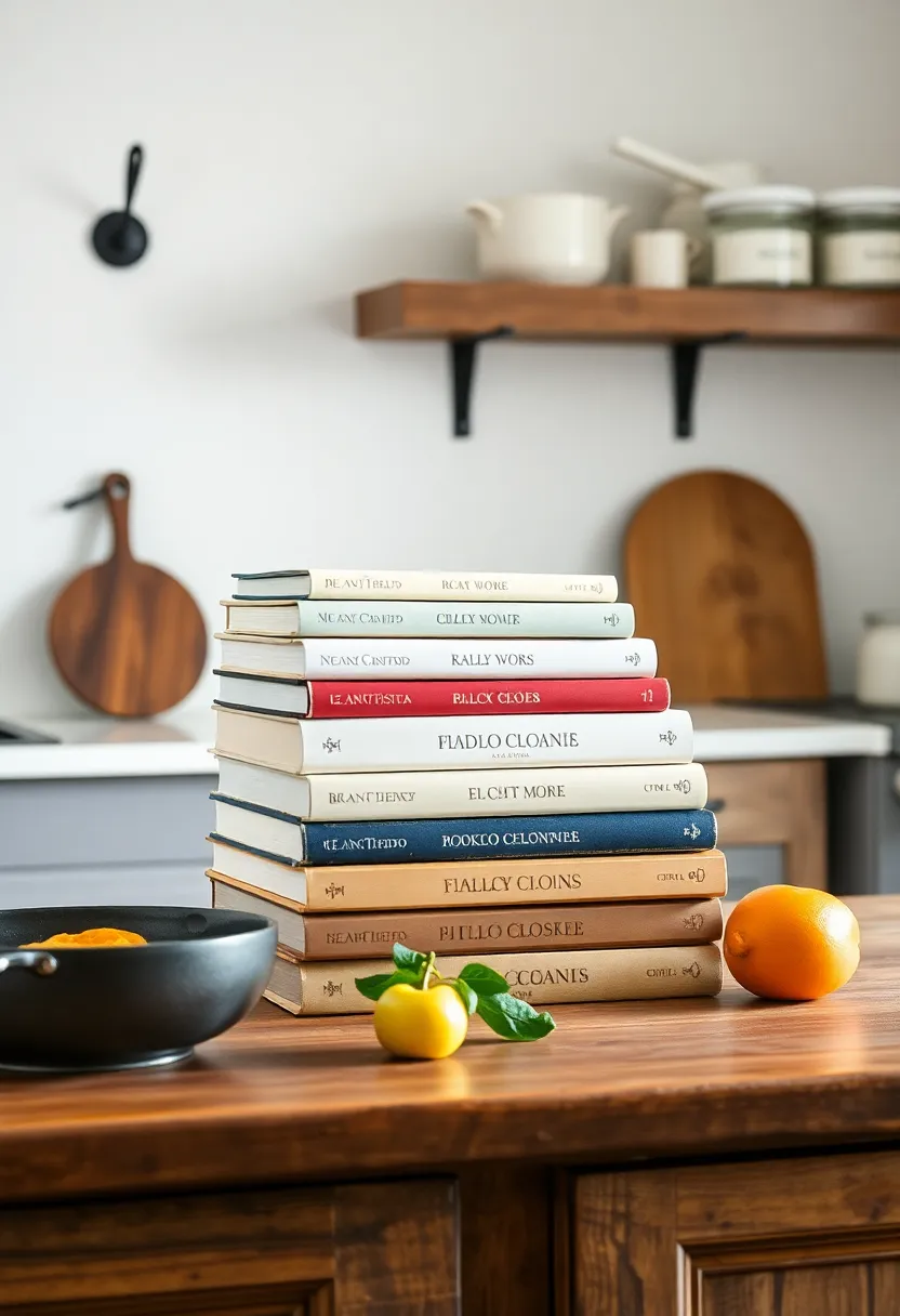 Classic French Cookbooks: Display a stack of beautiful, vintage-style cookbooks that inspire culinary creativity