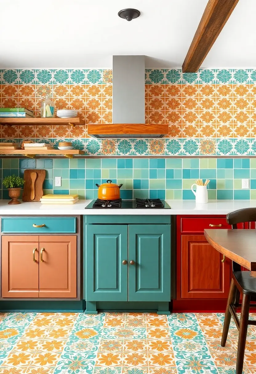 Colorful Vintage Tiles: Bright, patterned tiles can add a splash of personality and charm, especially as a backsplash