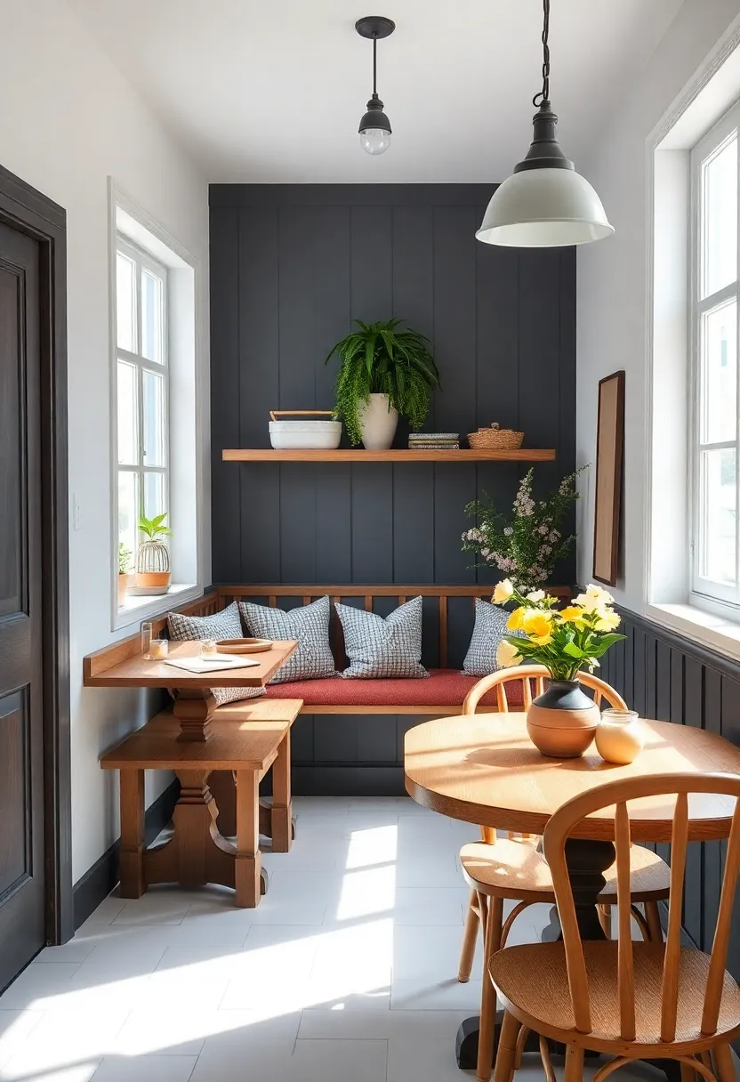 Cozy nook: Create a small breakfast nook with a cozy bench and tables to encourage lingering over morning coffee
