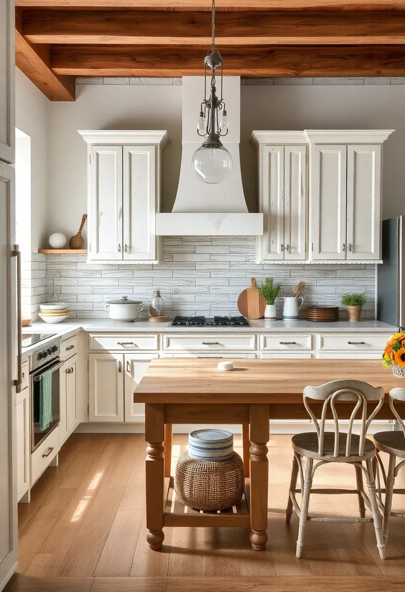 Distressed Finishes: Use distressed cabinetry or furniture to impart a sense of history and authenticity