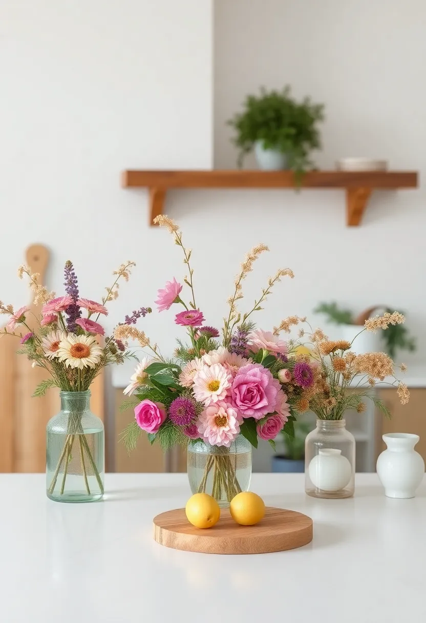 floral Arrangements: Fresh flowers or dried arrangements add a touch of natural beauty and life to your kitchen
