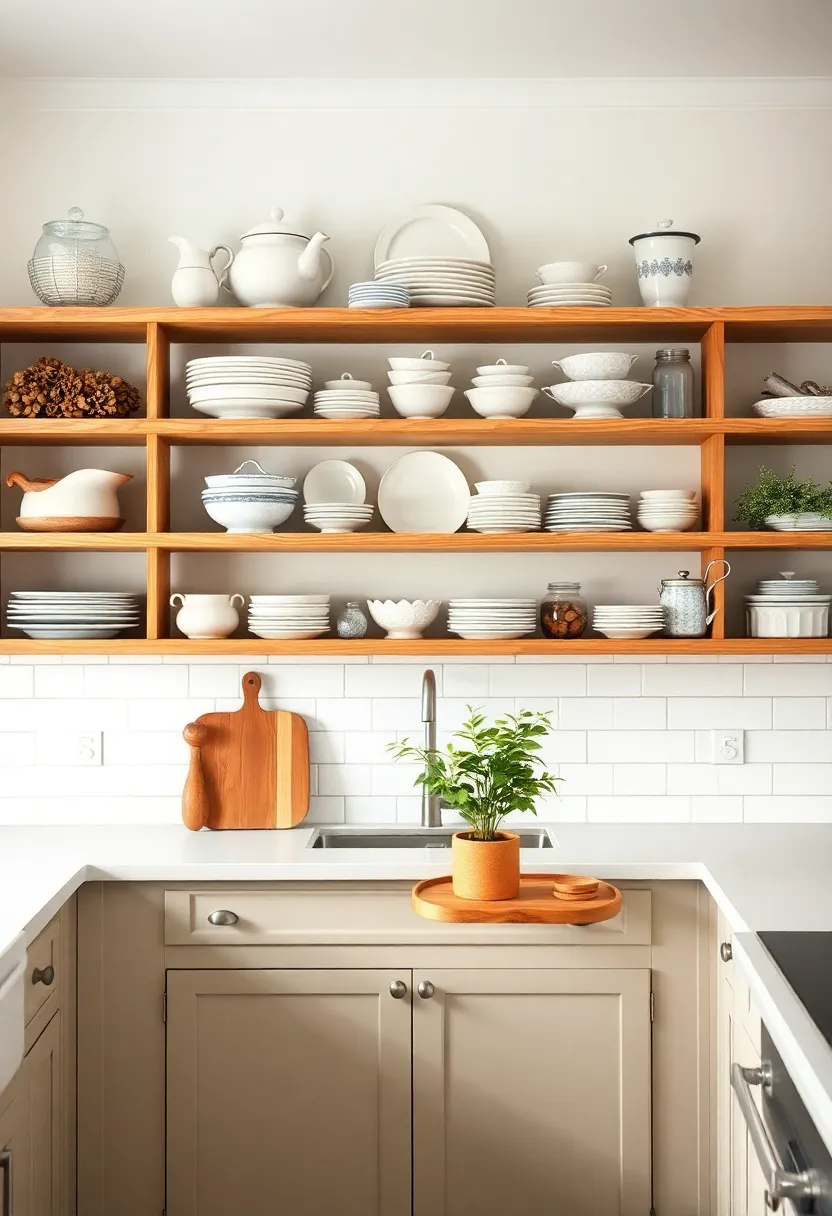 Open Shelving: Display beautiful dishware and vintage finds on open shelves for a homey, curated look