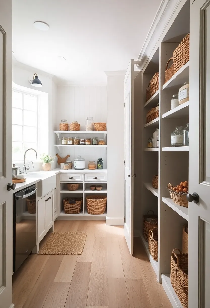 Spacious Pantry: A walk-in pantry filled with jars and baskets can add both storage and appeal