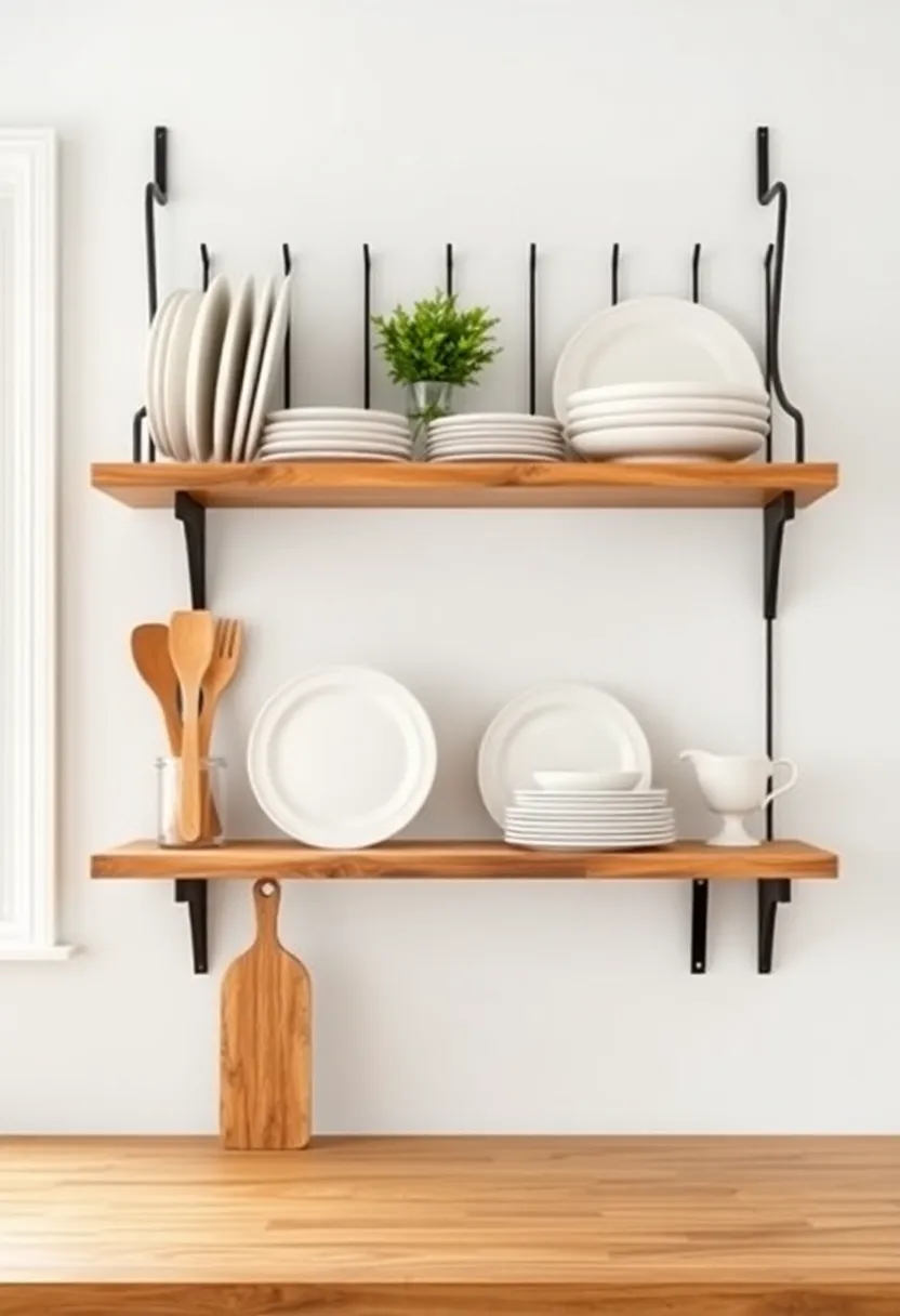 Wall-Mounted Plate rack: A plate rack can serve both decorative and practical purposes, showcasing your favorite dishes