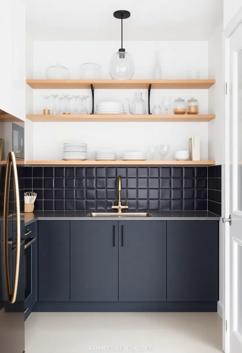 16) Incorporate Open Shelving: Use open shelves to display dishware and glassware while keeping them accessible