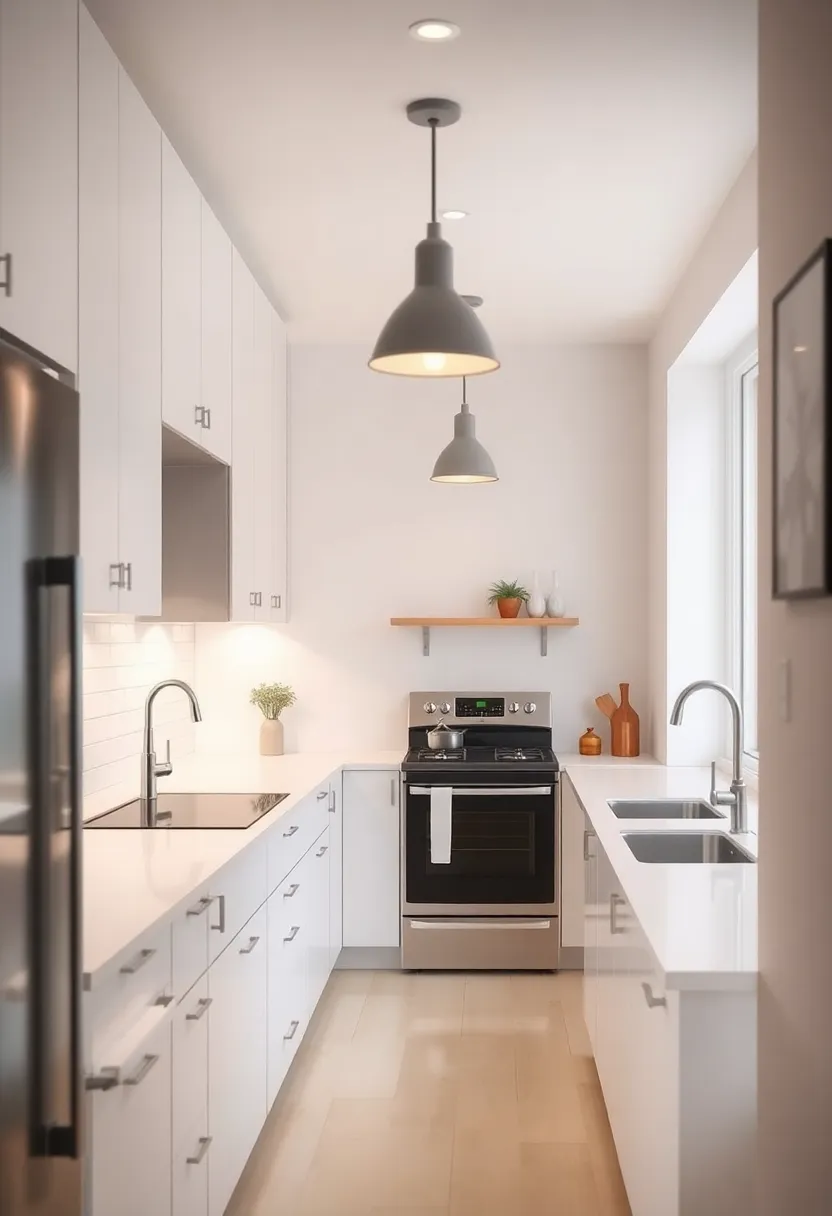 4) Optimize Lighting: Use under-cabinet lighting and pendant lights to create a bright and inviting cooking space