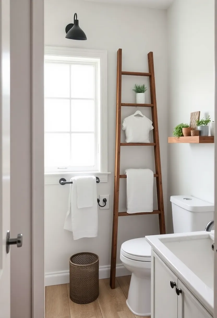 Ladder Towel ‌Holder: Lean a painted ladder against the wall‌ for ⁢a chic towel holder⁣ that doubles as​ décor