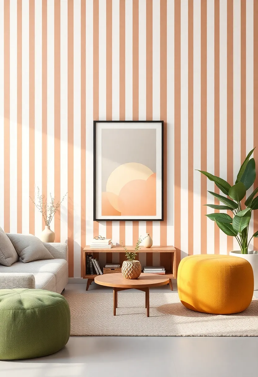 Showcasing Art and Decor Against Striped Backgrounds
