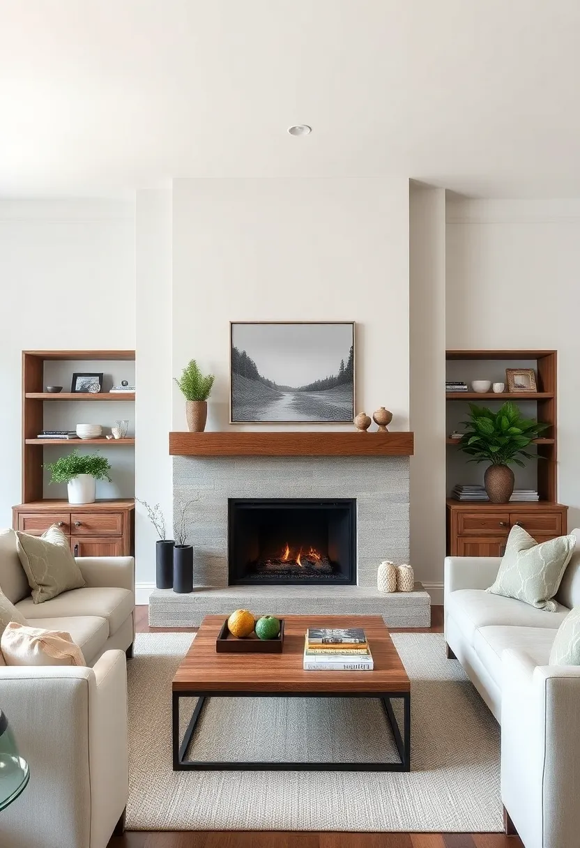 Embrace Rustic Charm: Use reclaimed wood beams to frame your fireplace, creating a warm invitation that mingles rustic with modern elegance