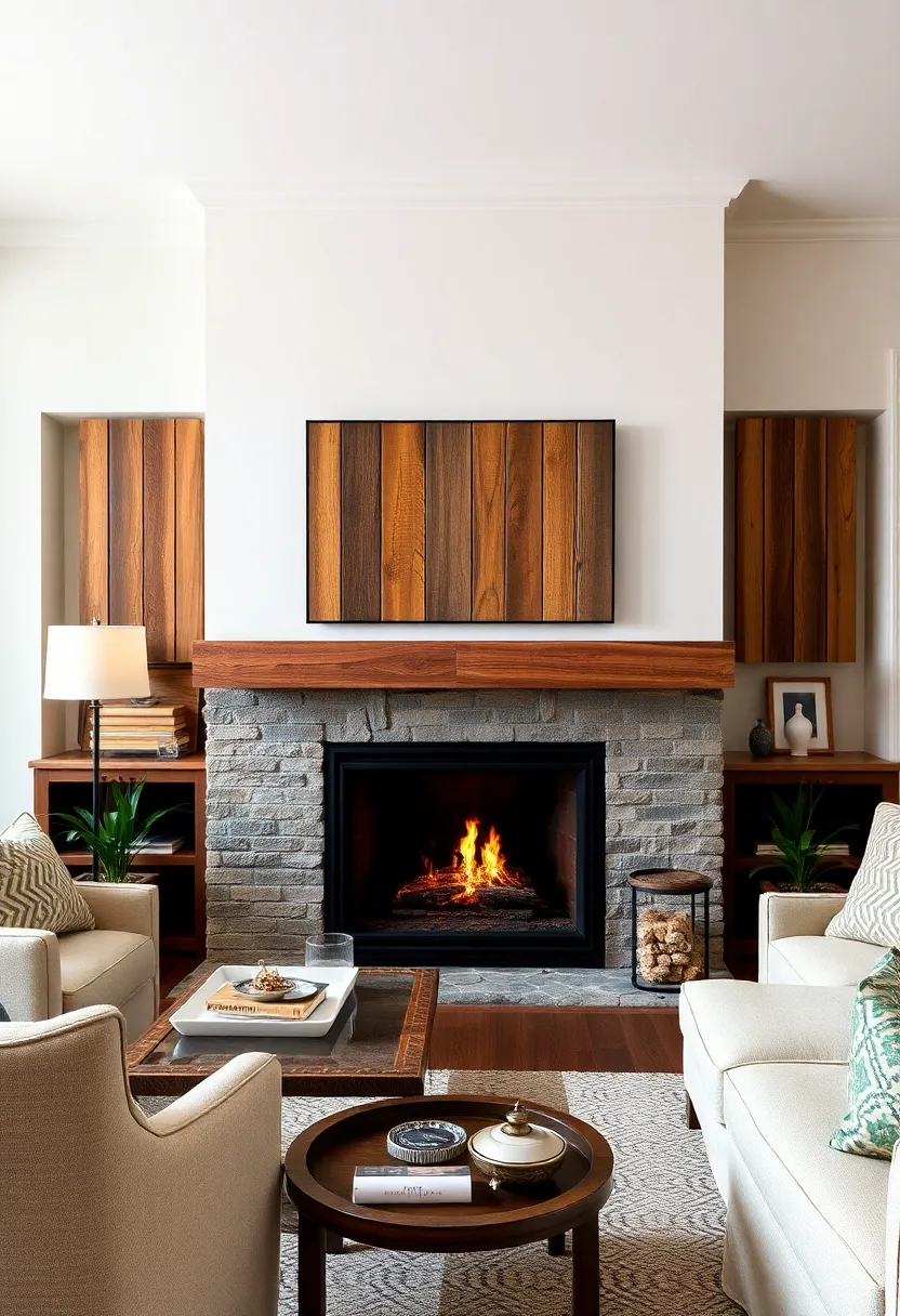 Earthy Color Palette: Choose a color scheme that complements the natural tones of reclaimed wood, like soft greens and warm neutrals, to enhance the cozy vibe