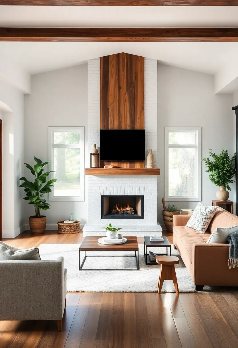Open Concept Bliss: If your living room is part of an open floor plan, use reclaimed wood to define the fireplace space, creating a cozy nook amidst the larger area