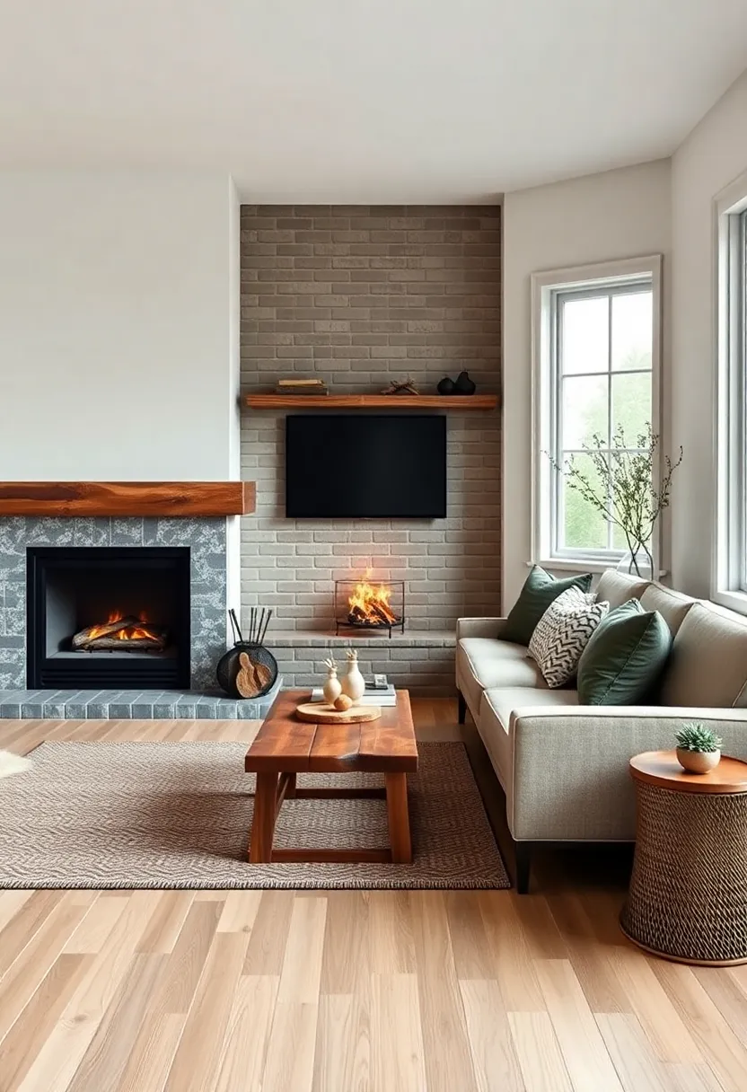 Cozy Corner Nook: Design a reading nook with a reclaimed wood bench beside the fireplace, topped with plush cushions for ultimate comfort