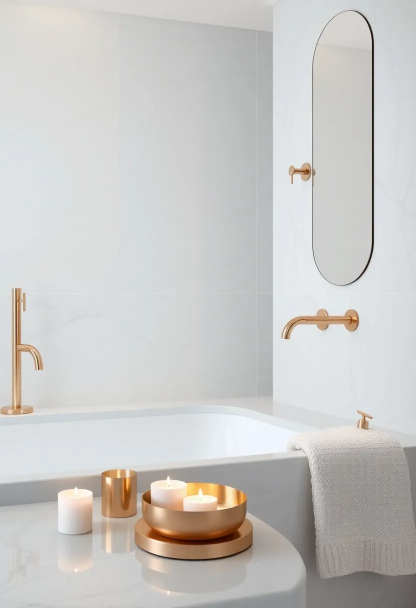 An Inviting Glow:‍ Candles and⁢ Bath Accessories with Metallic‍ Accents
