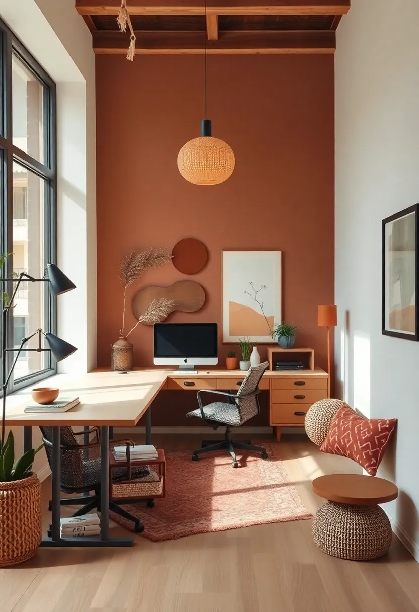 Elevate Your Office aesthetic With Earthy Textures And Warm Color Palettes