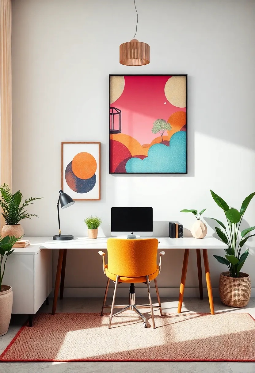 incorporating colorful Artwork To Create An Inspiring Boho Workspace