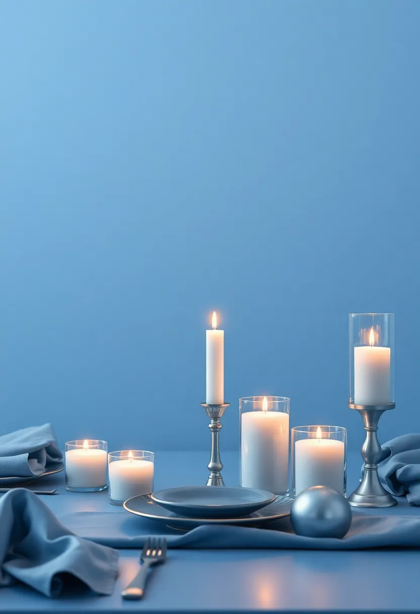 Experience the Magic⁤ of⁣ Slate ​Blue and Silver in Candlelight Settings