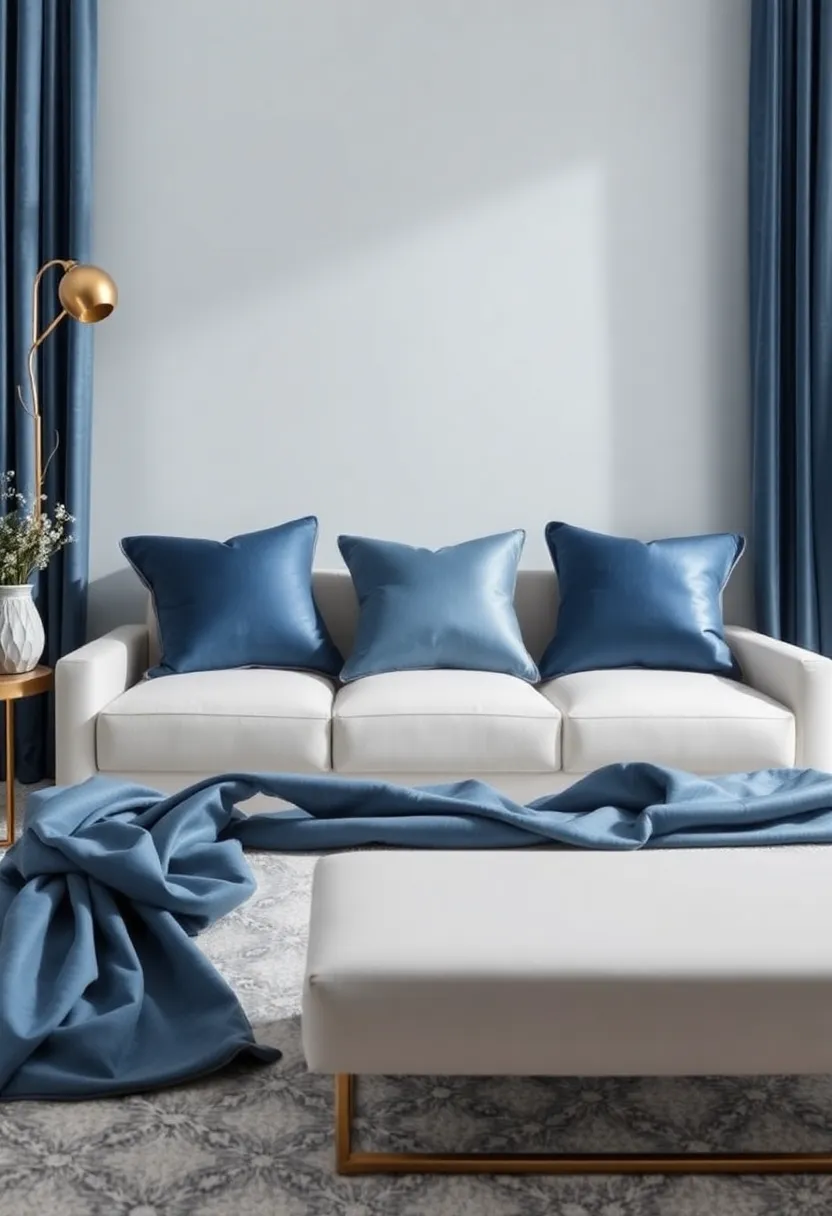 Accessorizing with ‍Elegance: ⁣Pillows and Throws in Slate Blue and Silver