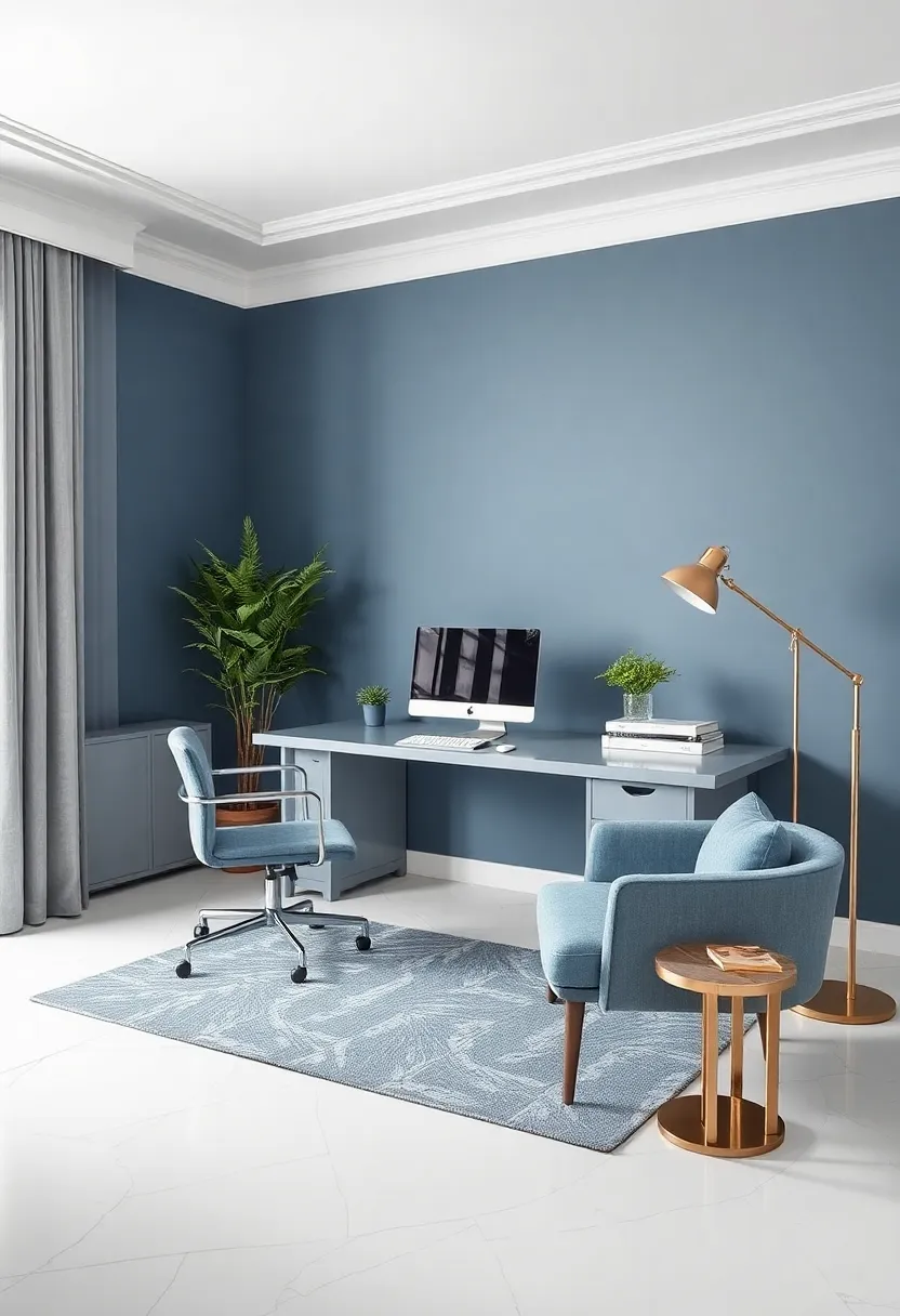 Chic⁤ Home ⁢Office Inspirations: Slate Blue and Silver for a⁣ Modern ‌workspace