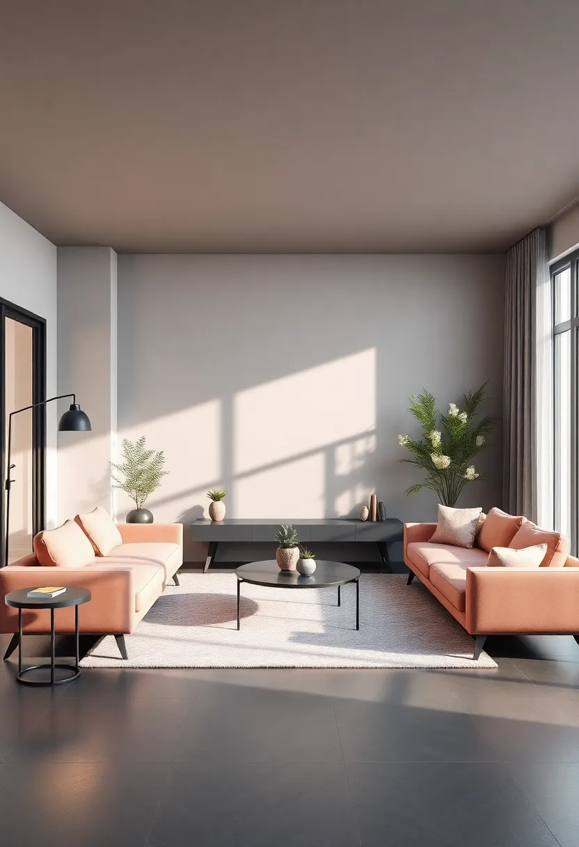 Elegant Living Rooms ‌That Embrace Dusty Rose and Charcoal Gray harmony