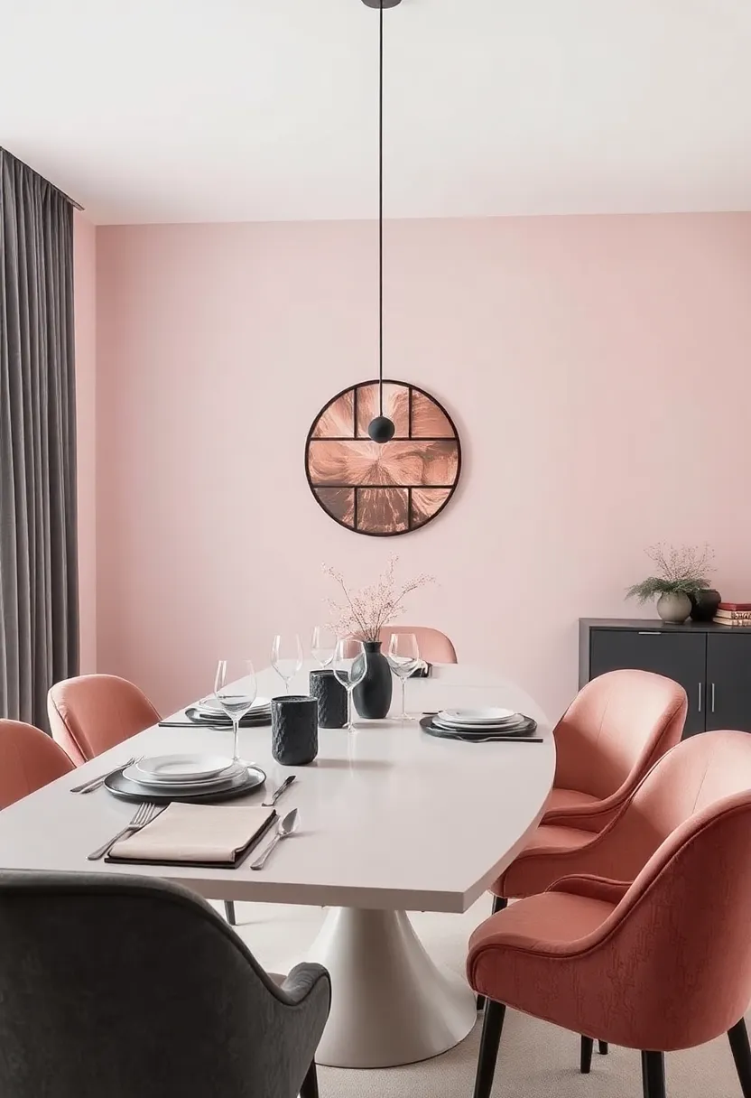 Dining Spaces‌ Infused with Glamour Through Dusty Rose⁤ Textiles and‍ Charcoal Touches