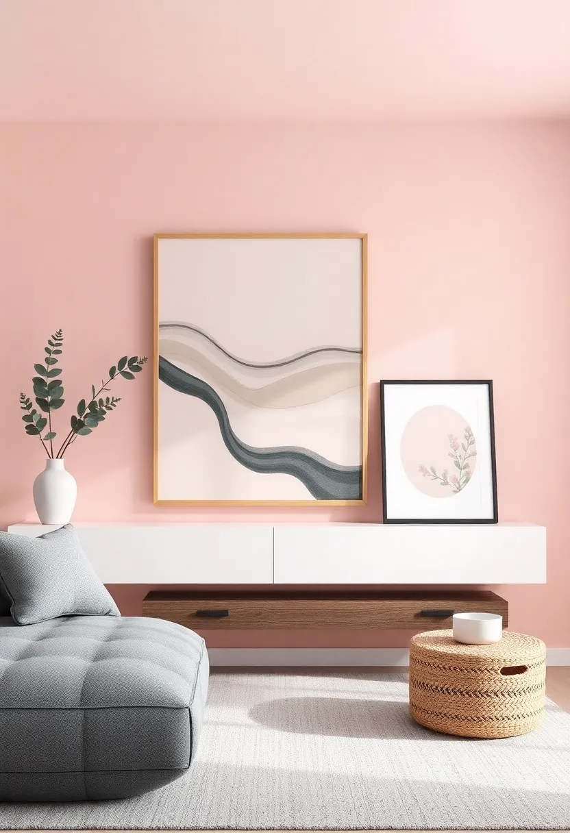 Creative Artwork ‍Displays ‍in​ Dusty Rose ‍and Charcoal gray for Stunning Interiors