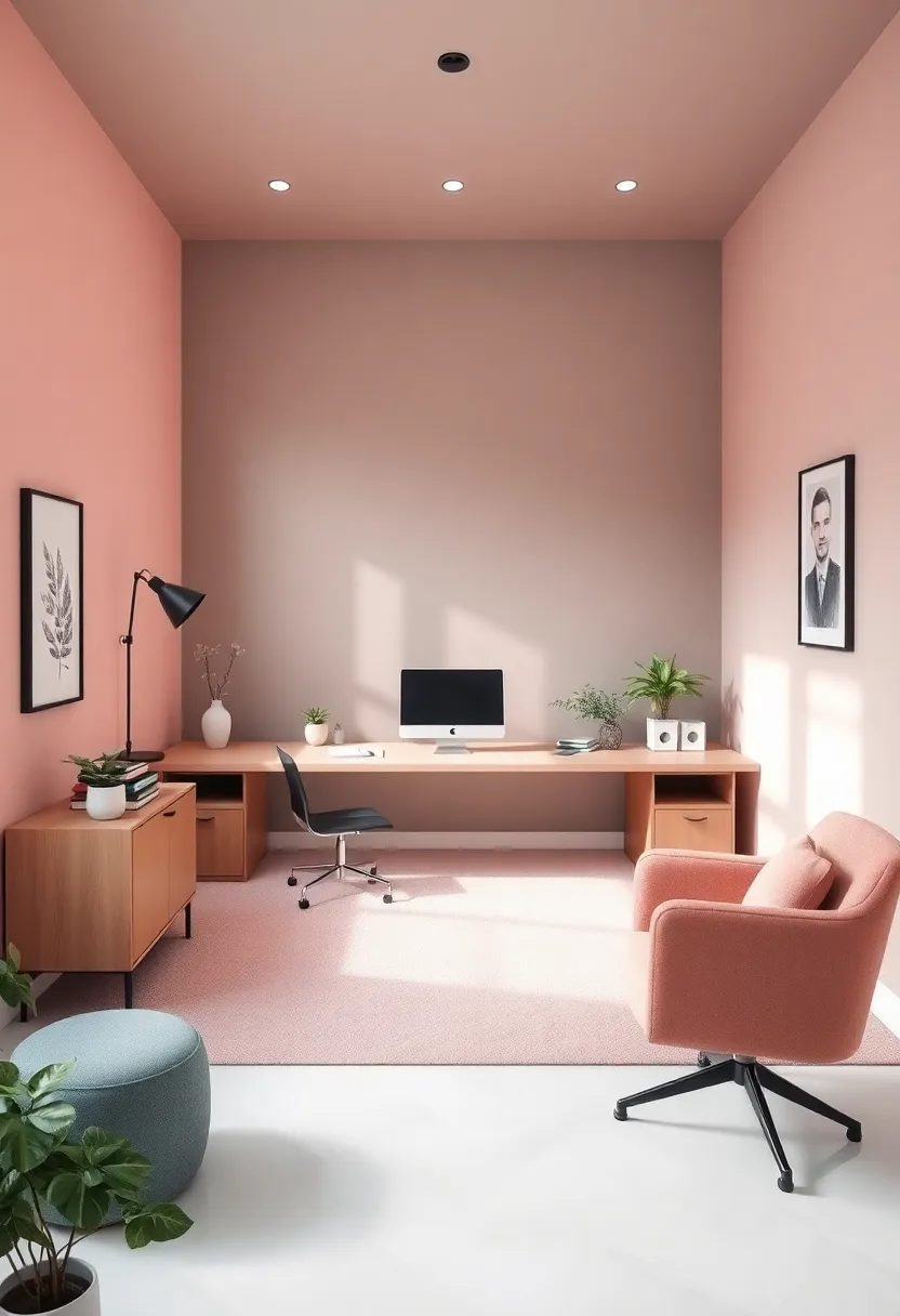 Office Designs​ That Inspire ⁢Productivity ⁣with Dusty Rose Shades and ​Gray Undertones