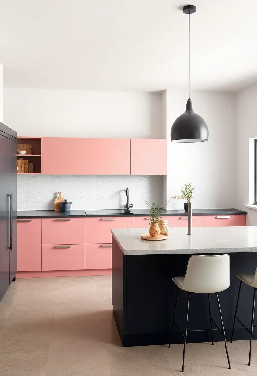 Stylish Kitchens ​Blending⁤ Dusty rose Features with Sleek Charcoal Elements