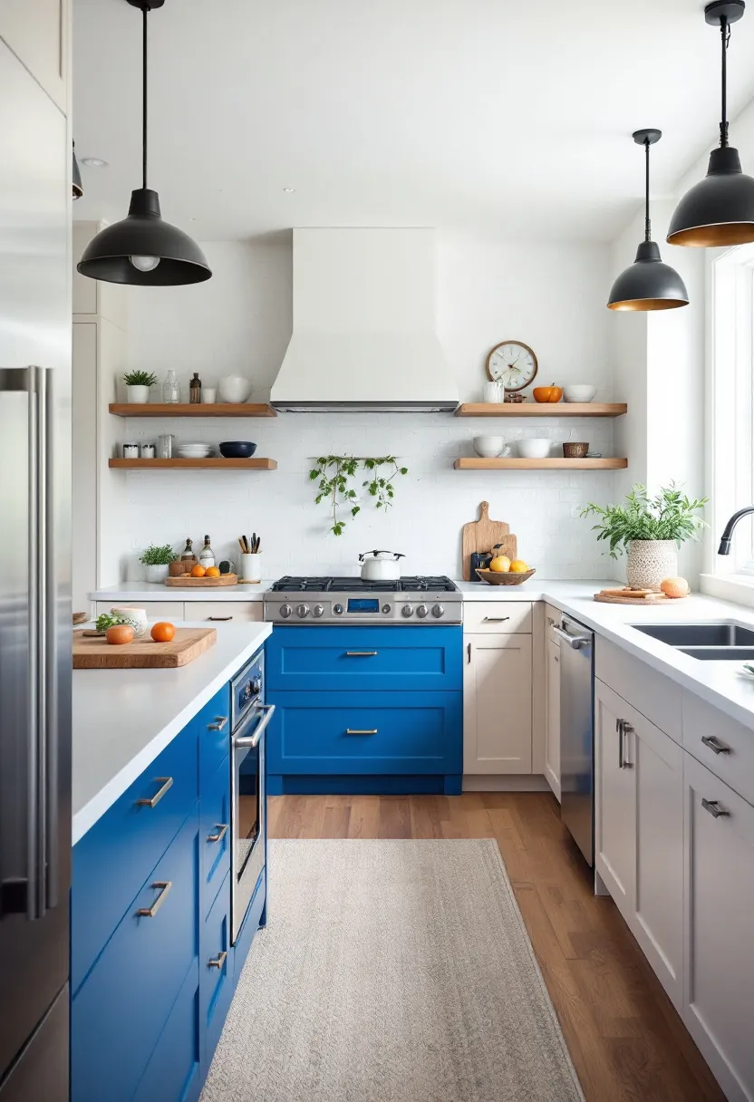 Bold Color Pop: Infuse energy⁣ into your kitchen with a vibrant blue island that serves as a stunning focal point against neutral cabinetry