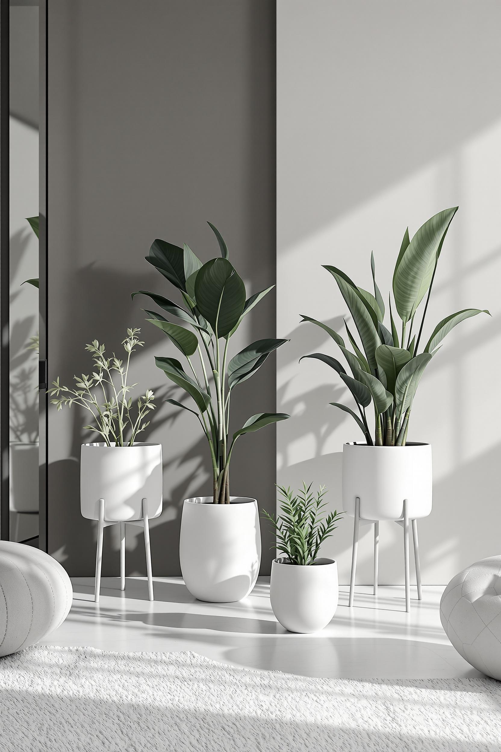 Plant Power: Use monochromatic pots for greenery, adding life without straying from your ⁤color story