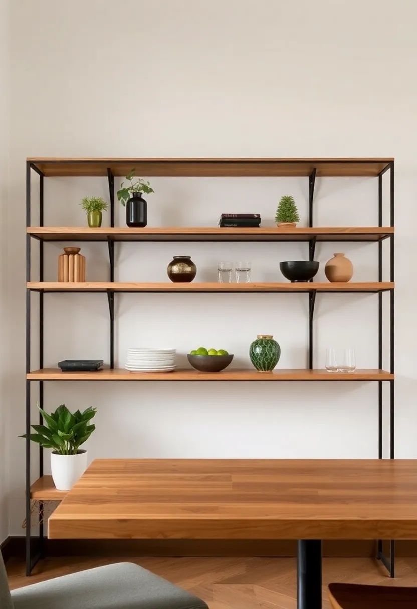 Mixing Materials: Wood, Metal, and Glass in Open Shelving ​Creations