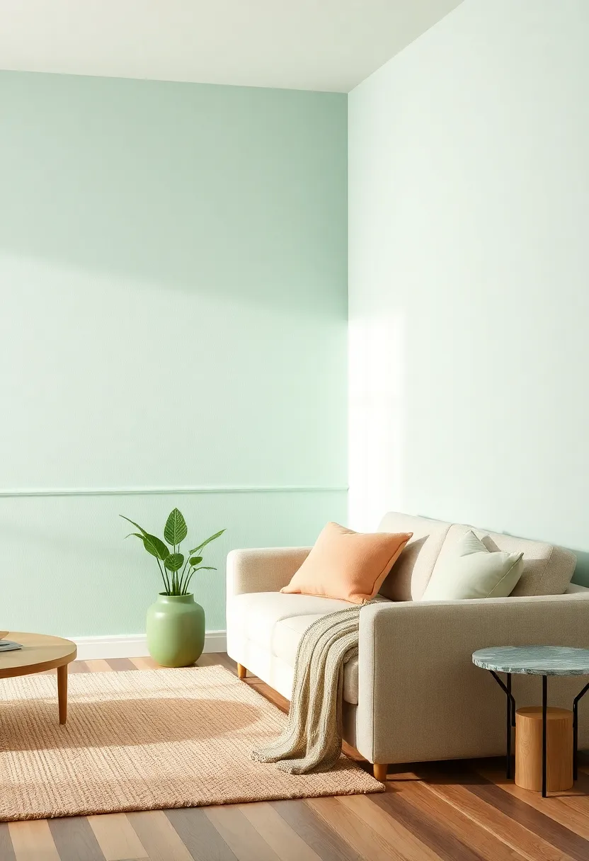 Serene Spaces Enhanced by Pastel ⁢Mint Green and Neutral Beige Accents