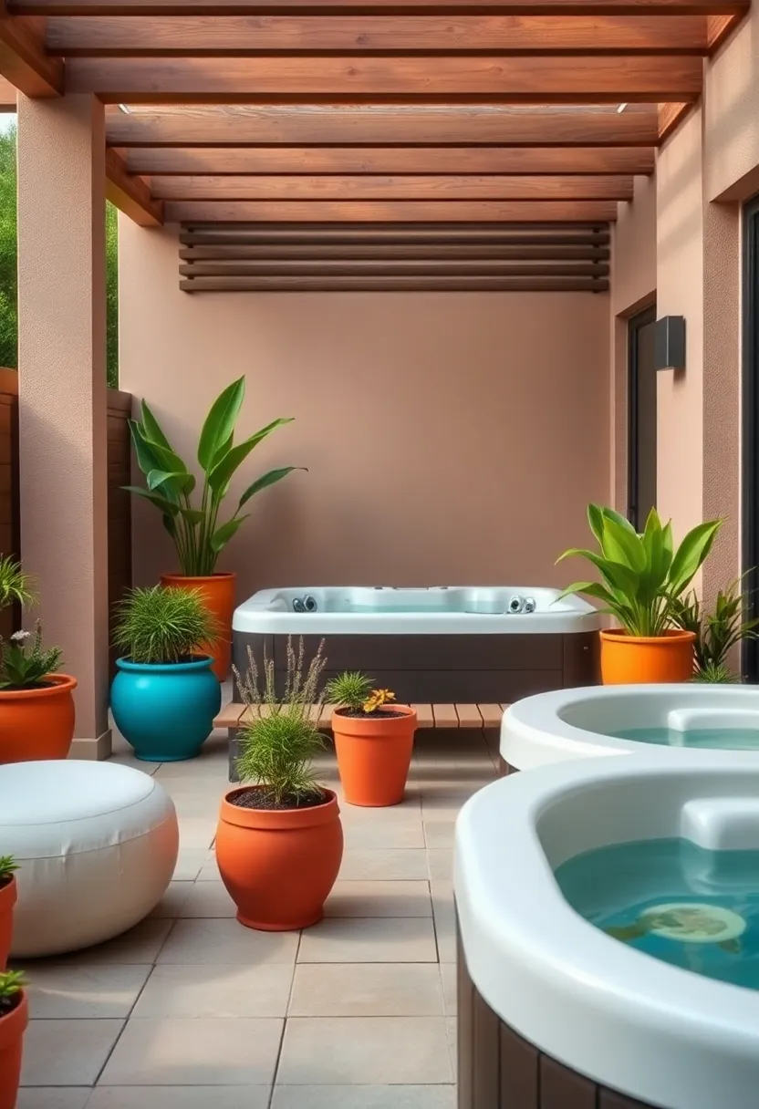 Colorful Planters and‍ Greenery Transforming Your Hot Tub ⁢Area‌ into ⁢a Living Escape