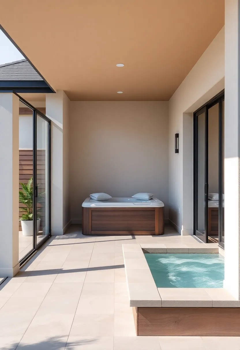 Inviting Indoor-Outdoor Flow ‍with Sliding⁢ Glass⁤ Doors and a Hot Tub⁣ Nook