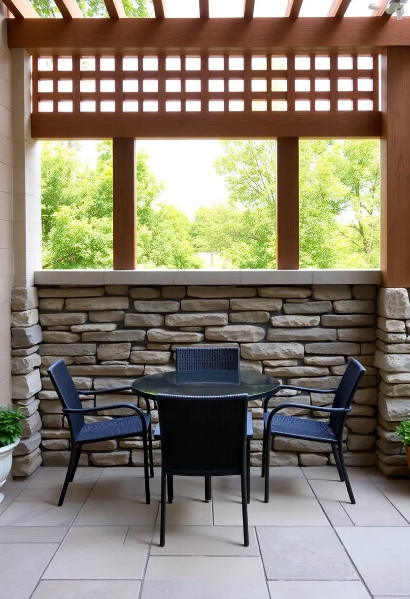 Build a Stacked Stone Privacy Wall with a Lattice Top for Added ​Charm