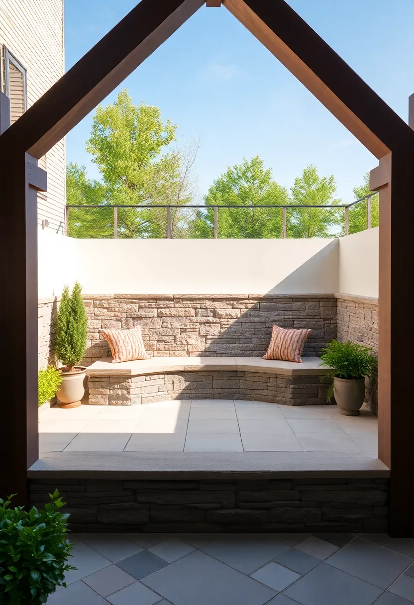 Construct a‍ Stone​ Wall with Built-in Seating for functionality and privacy