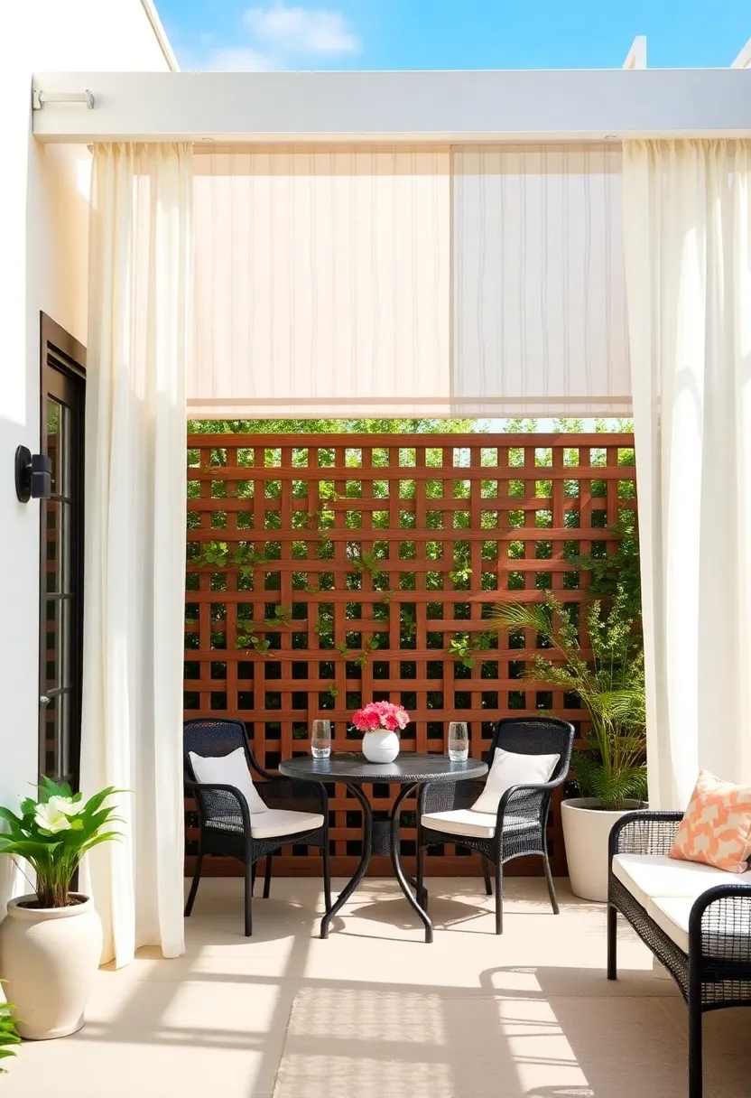 Courtesy of⁣ Curtains: ⁣Hang sheer ⁣curtains on your ⁢lattice for flexible shade options, inviting‍ more⁢ light⁢ or blocking it as desired