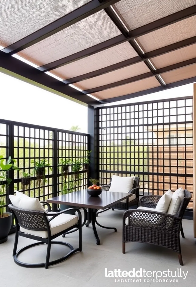 Rugged Aesthetics: Choose a sturdy, metal lattice for a modern look that's low maintenance and ideal for contemporary patios