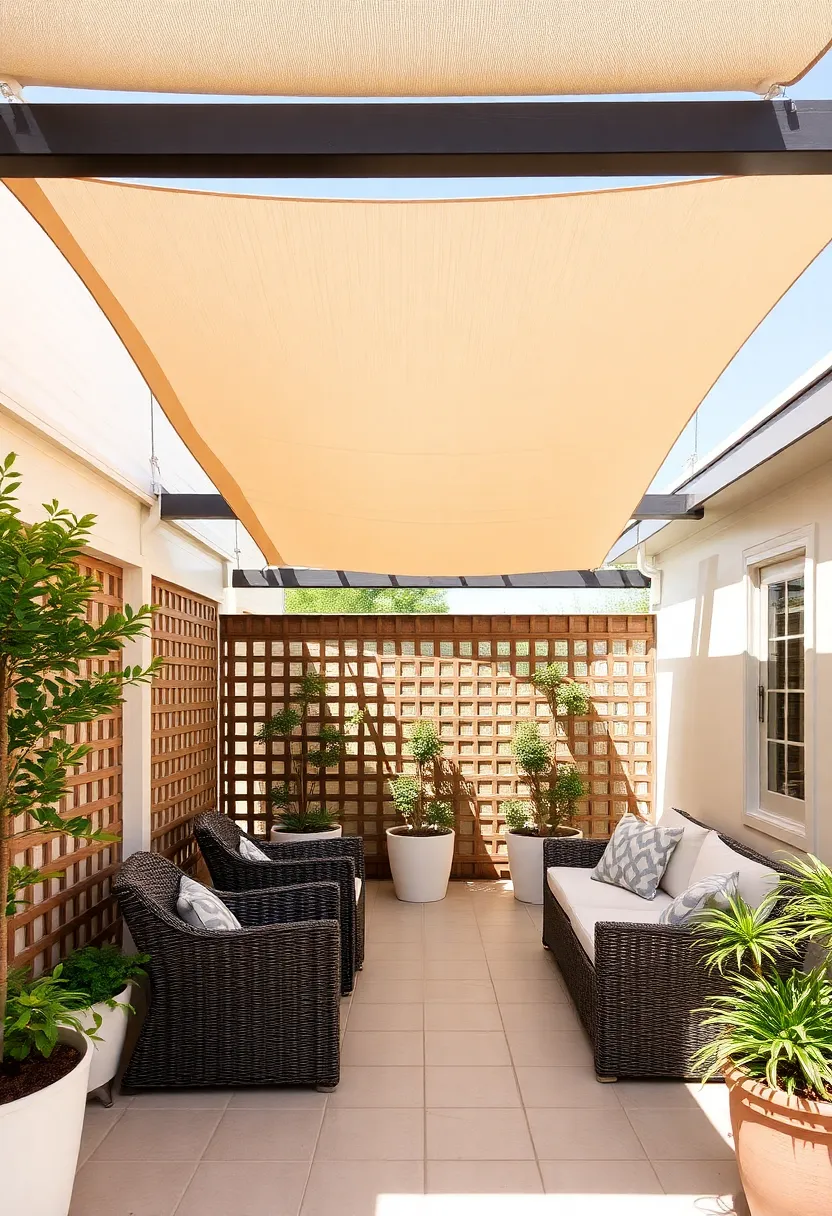 Shade‍ Sail ​integration: combine lattice with a shade sail above for a chic, modern‌ twist⁢ that enhances shade while adding design flair