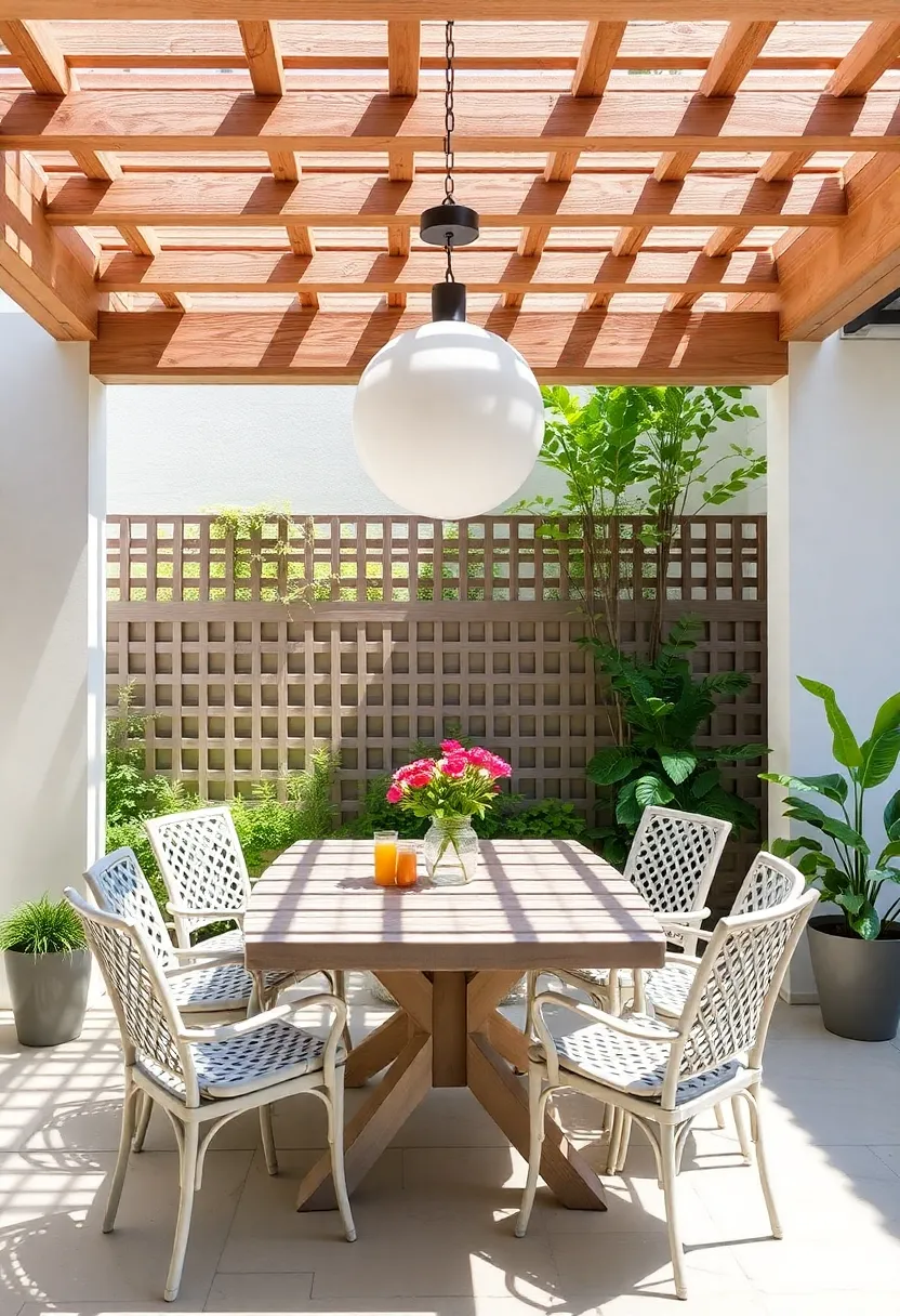 Table Top Trellis: Design a ‌lattice tabletop for your outdoor‍ dining set,‌ providing both stability and a unique design element