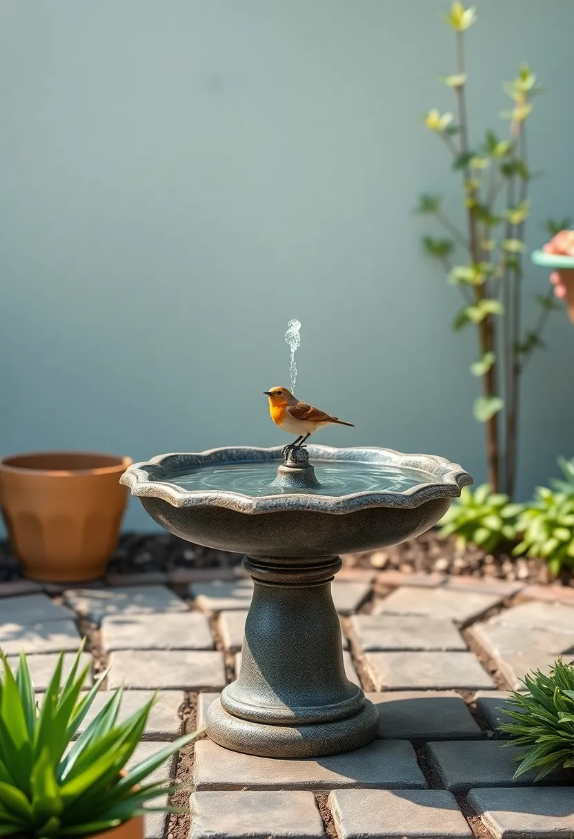 Solar Powered Birdbath Fountain: Embrace sustainability with a charming birdbath that doubles as a soothing water feature, attracting feathered friends while serenading your outdoor space